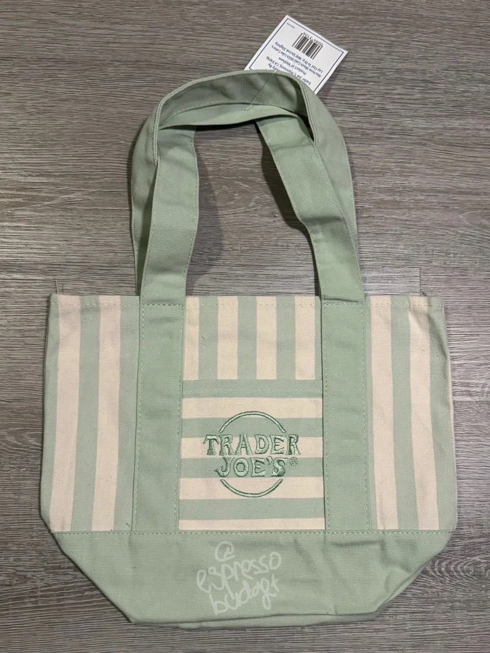 Trader Joe's Set of 12 Mini Tote Bag - Pastel Stripe (Mint, Pink, Blue, Beige) - Picture 3 of 5